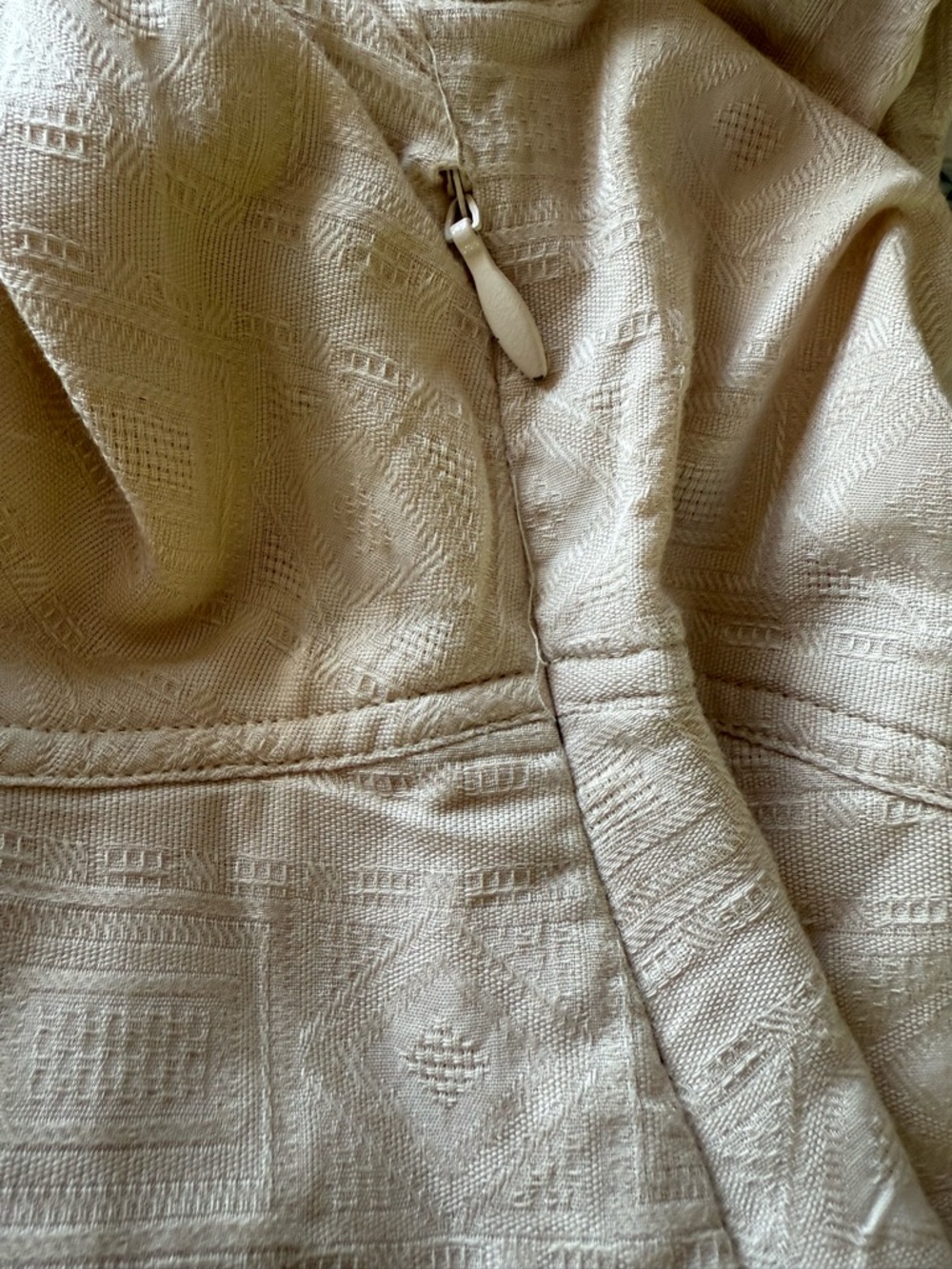 Anthropologie Orla Mini Dress Beige Embroidered Cotton Boho Puff Sleeves Sz 2 - Picture 12 of 14